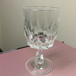 8 glass goblets.